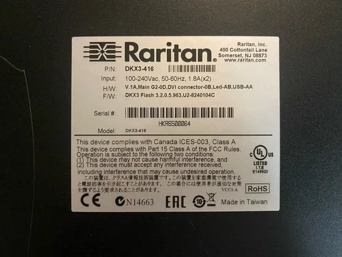Raritan DOMINION DKX3-416 16-Port KVM Over IP Switch 100-240Vac with 2 Power Sup