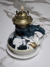 Vintage Rare John Schulps Studio Art Pottery Large Hurricane Lamp, Signed