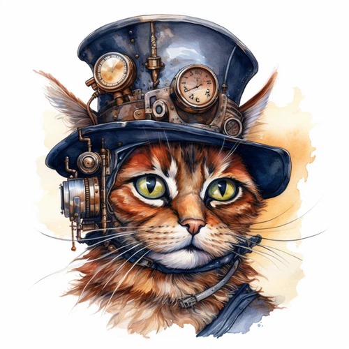 Steampunk Cat Steam Punk Animal Self Adhesive Vinyl Sticker