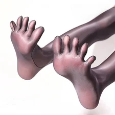 5D Oil Glossy Shiny Five-Toe Pantyhose High-Stretch Ultra-Thin Tights Stockings