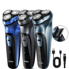 SEJOY Men Electric Shaver Pop-up Trimmer Rechargeable Rotary Razor Beard Shaving