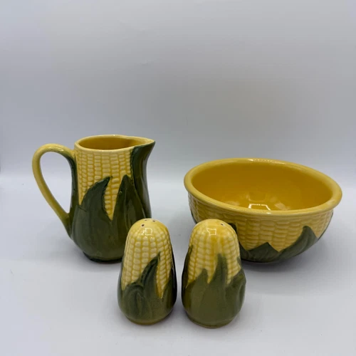 Vintage Shawnee Corn King # 6 Bowl, # 70 Creamer and Set Salt & Pepper Shakers