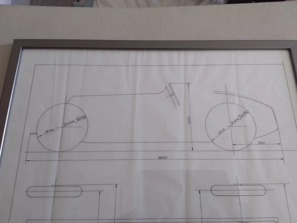 MASERATI VETTURA 8CM 3000  BOLOGNA 5-12-33  DISEGNO SCHEMA INGOMBRO VETTURA - Immagine 3 di 4