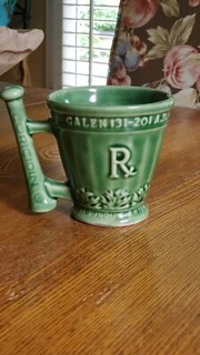 VTG Coricidin Mortar Pestle RX Green Drugstore Schering 60s Pharmaceutical Mug