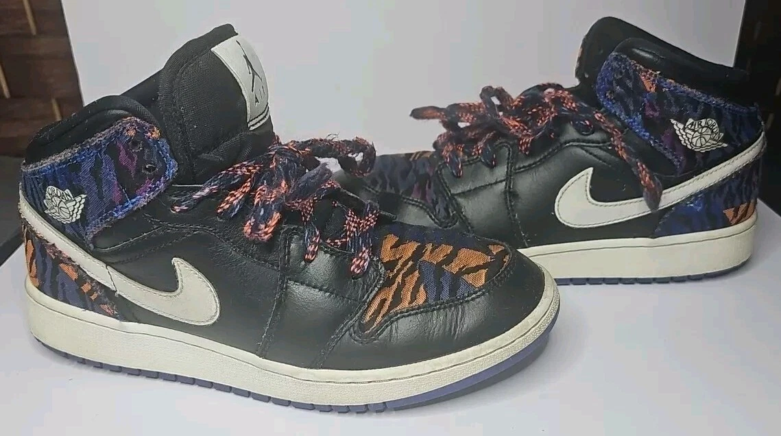 Nike Air Jordan 1 Mid SE Tiger Print GS scuola elementare taglia 6 5 anni AV5174 005