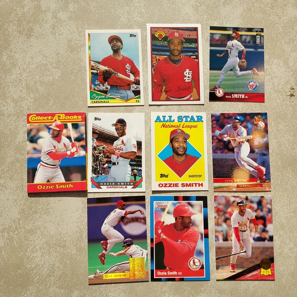 Ozzie Smith Cardenales de San Luis Lote de 11 cuentas 1985-1997 Serie Mundial SI, 10 cartas Foto 4 de 4