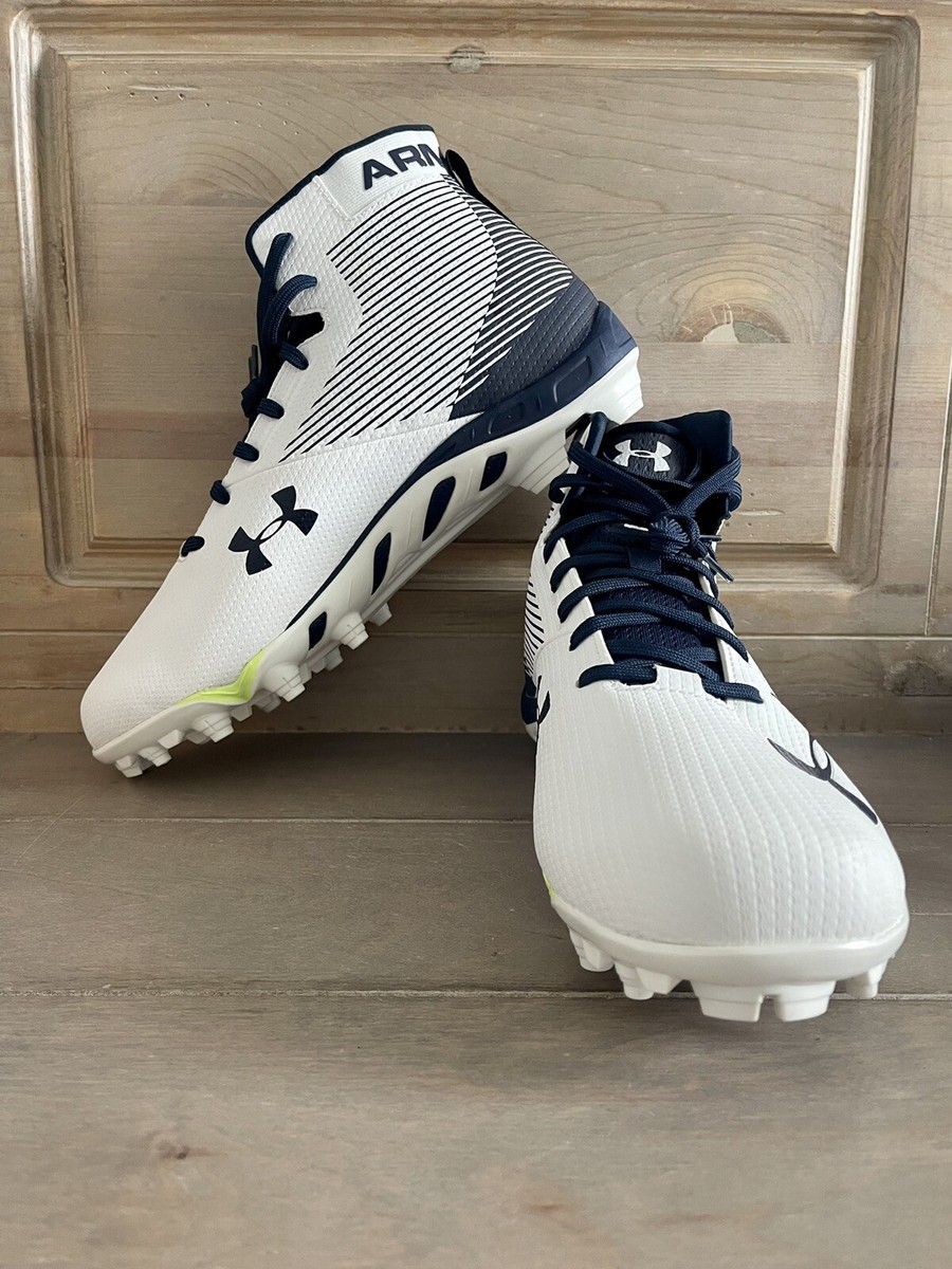 Under Armour Hammer MC White / Navy Blue Football Cleats  display picture 2
