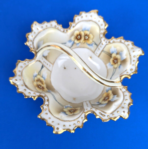 Antique Porcelain PANSY Flowers Carl Tielsch Germany Basket Bowl Dish EX Cond. - Picture 4 of 13