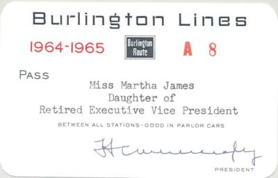 1964-65 CBQ Chicago Burlington & Quincy Railroad employee pass
