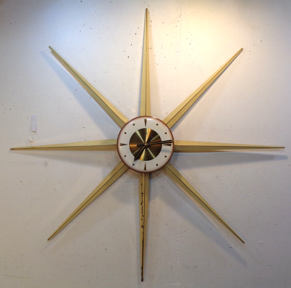 Welby メタルサンバースト ビンテージ掛時計 50s60s頃62cm MCM VTG Mid Century Modern Welby Starburst Sunburst Wall Clock Battery