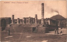 Men Exploring The Gate And Temple Of Jupiter, Ruins In Pompeii, Italy Postcard
