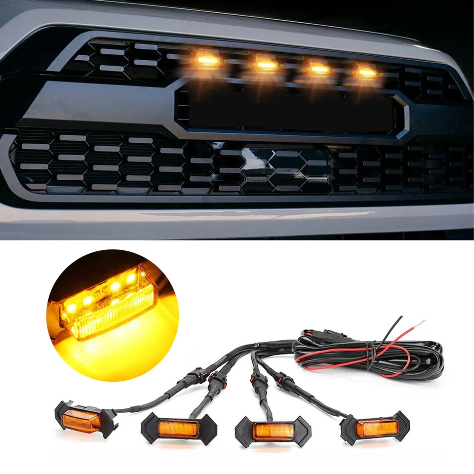 For 2016-2023 Tacoma Front Bumper Grill With Amber LED Lights & Garnish Sensor - Image 3 of 4