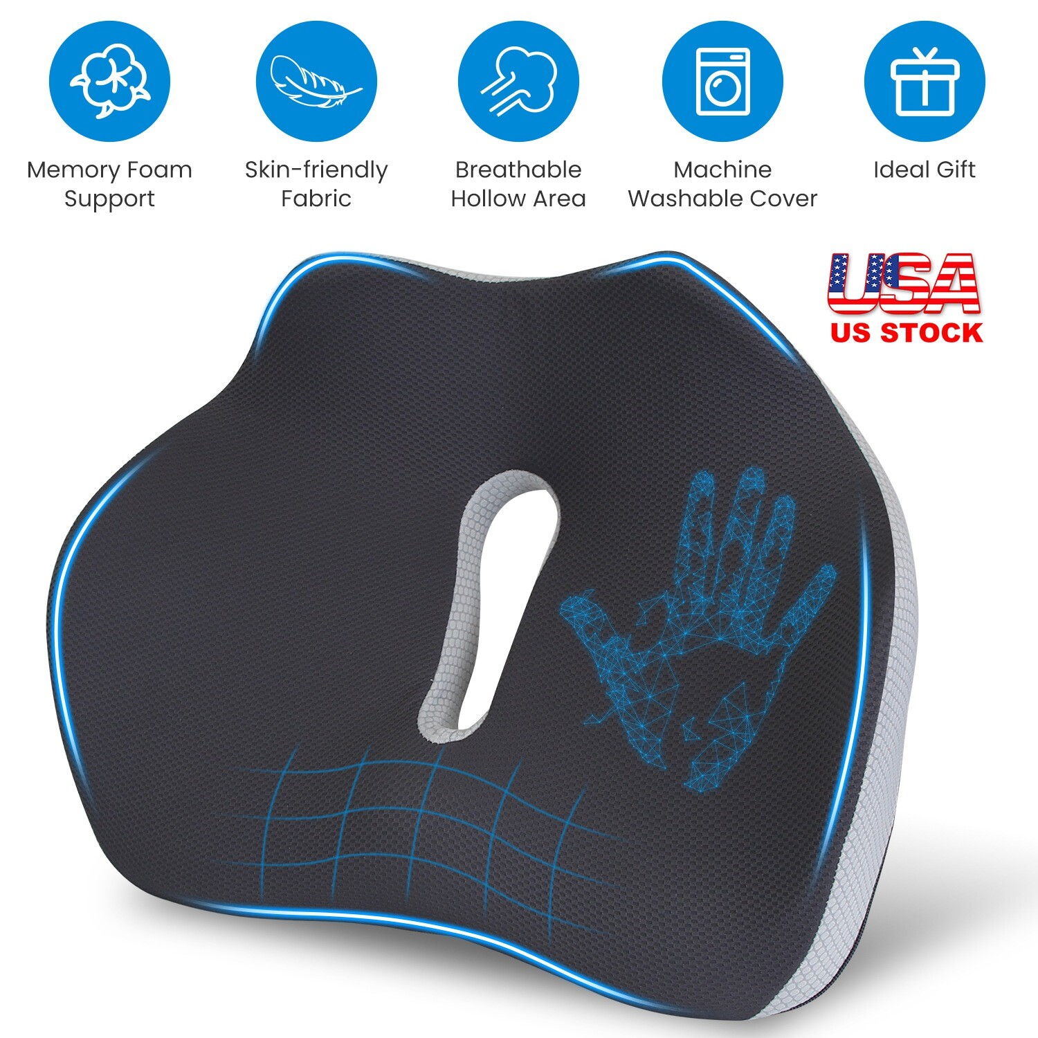 Hemorrhoid Tailbone Seat Cushion for Home Office Chair Breathable Hollow Pad