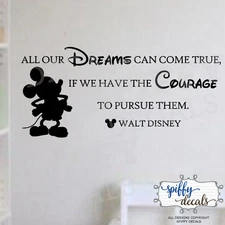 Mickey Mouse Walt Disney Dreams Come True Pursue Vinyl Wall Decal Decor Quote 