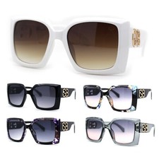 Womens Square Rectangle Mod Chunky Plastic Butterfly Designer Sunglasses