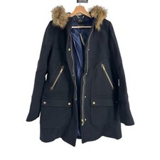 New Jcrew Tall Chateau Parka Italian Stadium Cloth Wool Sz 12t Coat Black J8374