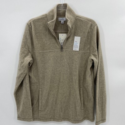 New CROFT & BARROW Extra Soft Arctic Fleece 1/4 Zip Size S Oatmeal Pullover