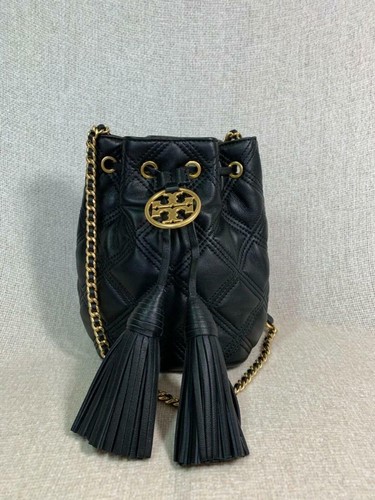 NEW Tory Burch Soft Fleming Mini Black Bucket Tote/Crossbody Bag/Shoulder Bag