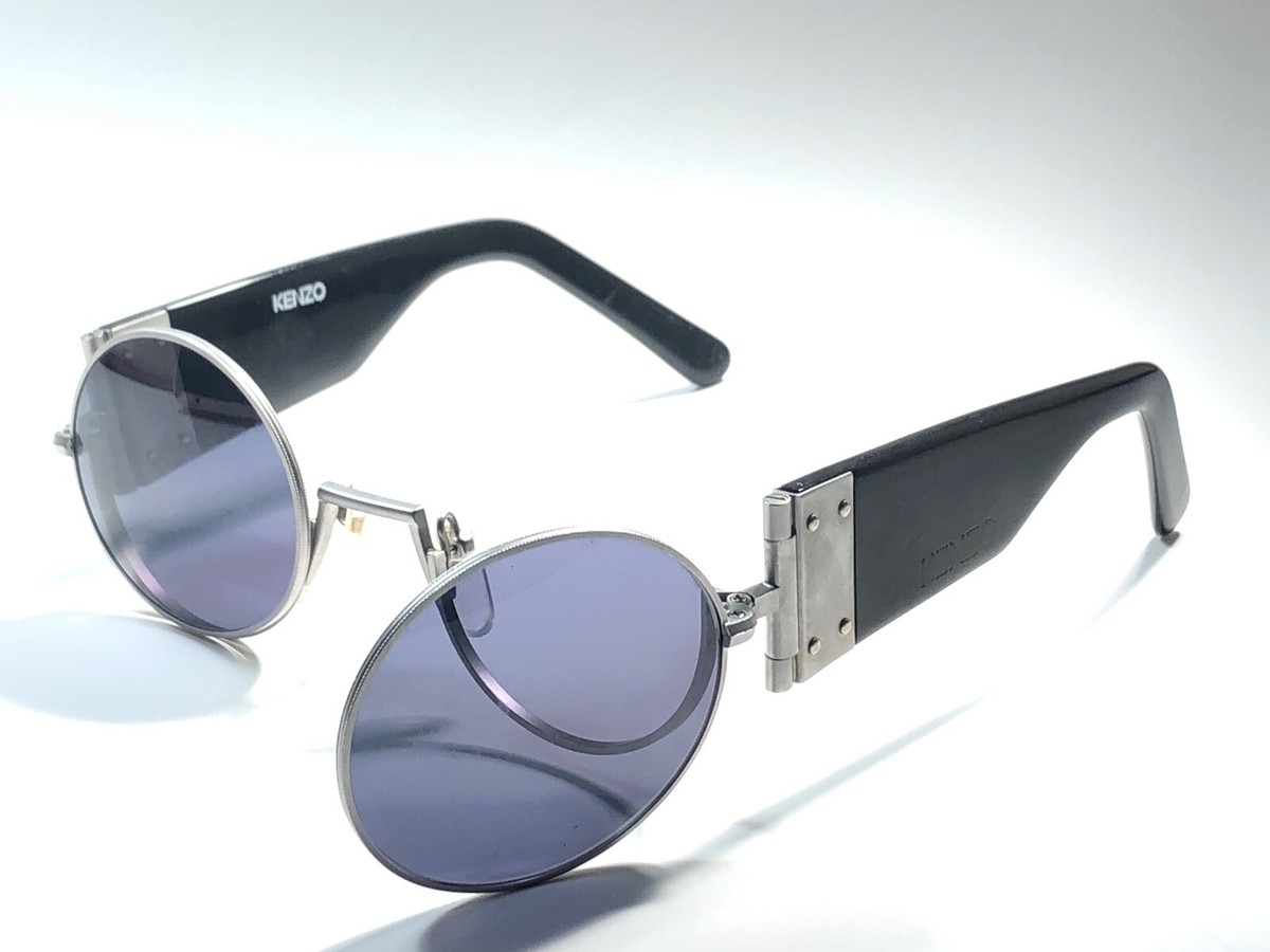VINTAGE RARE KENZO 4622 ROUND HINGED FOLDABLE SUNGLASSES 1980'S