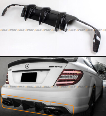 FOR 12-14 MERCEDES-BENZ C63 AMG BIG SHARK FIN CARBON FIBER REAR BUMPER DIFFUSER