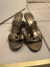 anne klein iflex shoes gold heels diamond accents strap 6 macys open toe pumps
