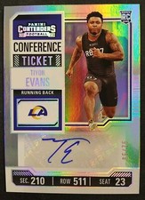 2023 Panini Contenders Tiyon Evans Conference Ticket Auto 65/75 RC LA RAMS GD