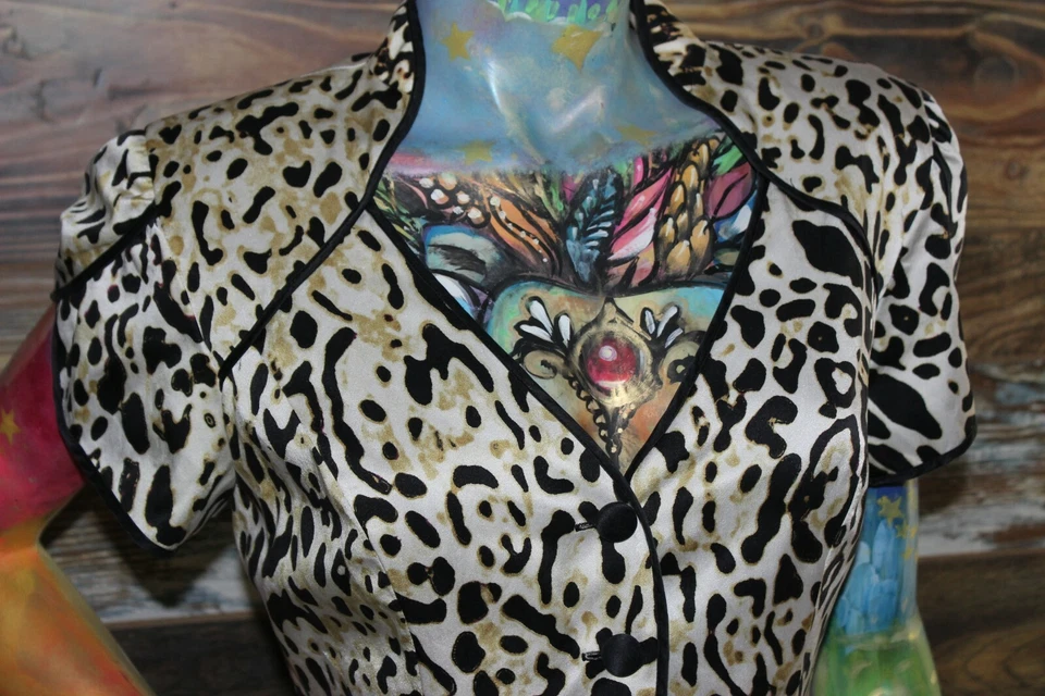 Hermosa Blusa JS Collections 100% Seda Estampado Animal Botón Frontal Talla 12 Foto 3 de 4