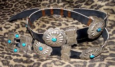 Sterling Silver Concho belt and buckle turquoise