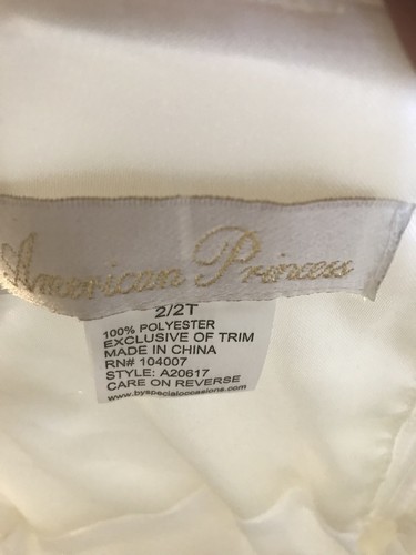 NWT Girls White Dress By American Princess 2T Tulle Lavender Flower Bows Holiday - Picture 8 of 8