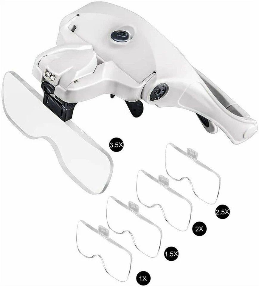 2 LED Headband Headset Head Lamp Light Jeweler Magnifier Magnifying Glass Loupe - Image 4 of 4
