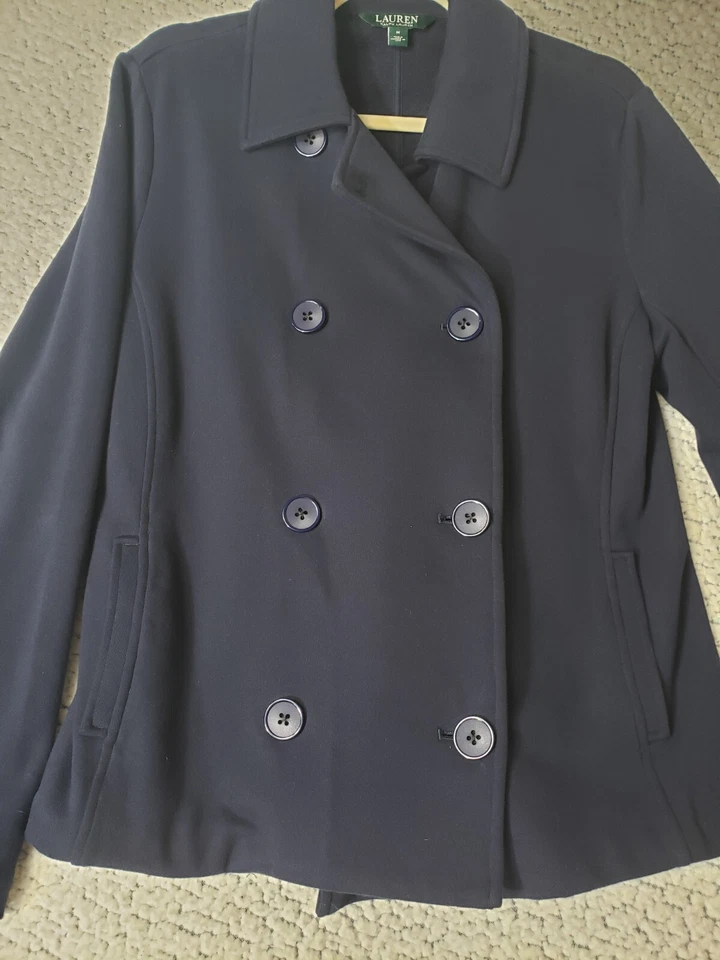 Chaquetón Lauren Ralph Lauren para mujer M azul marino invierno algodón mezcla de polietileno preppy Foto 2 de 4