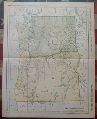 1906 Dated Train Route Map  Washington Oregon All Railroad Lines Stations 11×9