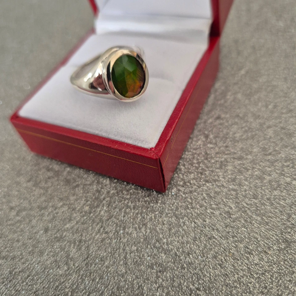 Anillo Ammolita Canadiense en Platino sobre Plata de Ley M Foto 4 de 4