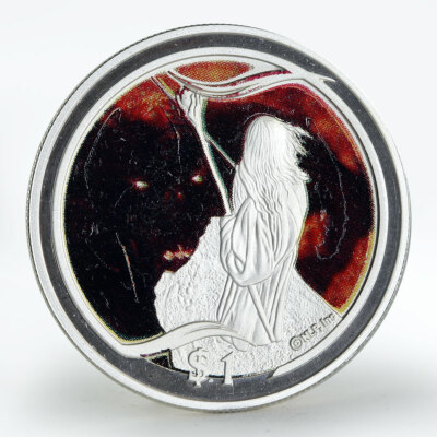 旧貨幣 人物彫刻付き New Zealand 1 dollar Bridge of Kazad-Dum colored silver coin 2003