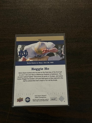 Reggie Ho AUTO 2017 UD Notre Dame 1988 Championship Rainbow #62 Signed Card - Picture 2 of 2
