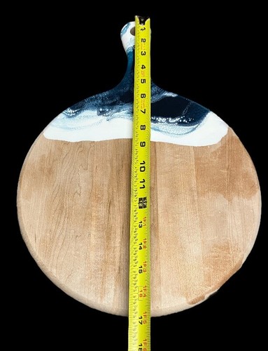 LYNN & LIANA ACACIA BLUE FLUID ART CHEESE BOARD ROUND NEW NO TAGS - Picture 5 of 6