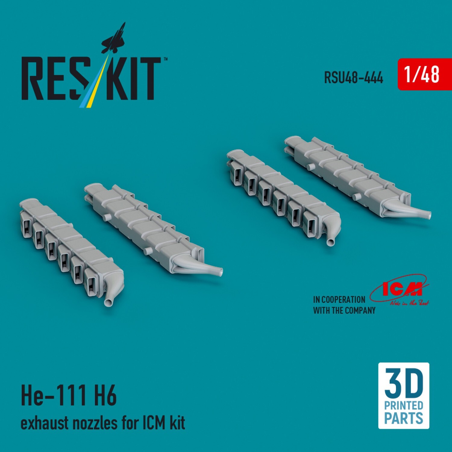 He.111 H-6 Exhaust Nozzles ICM Kit 1:48 3D Printed ResKit RSU48-0444