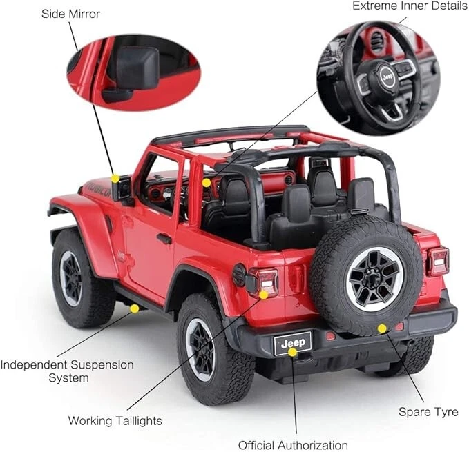1:14 Jeep Wrangler Rubicon Off-Road Remote-Control Car 2.4 Hz Suspension System - Image 4 of 4