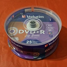 Sealed Verbatim 25 Pack DVD+R Blank DVDs 4.7GB 16X Write Speed