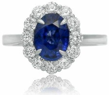 GIA CERTIFIED 3.62CT DIAMOND  AAA SAPPHIRE 14KT WHITE GOLD HALO ENGAGEMENT RING