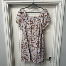 Next Dress Women's UK 14 Multicoloured Linen Mix Knee Length Square Neck Pockets