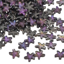 60 Pcs Ocean Animal Starfish Beads Bracelet Necklace Making, Black Purple