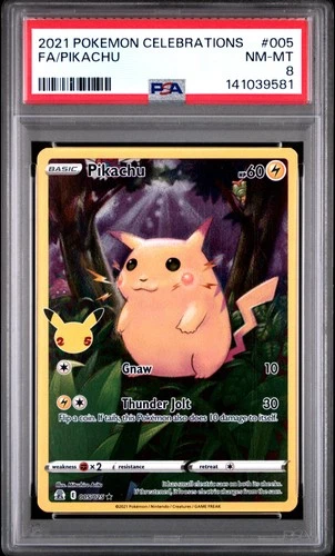 2021 POKEMON CELEBRATIONS #005 FULL ART/PIKACHU PSA 8