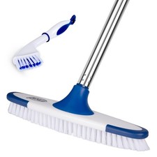 Floor Scrub Brush with Long Handle - 53" Deck & Grout Cleaner Brush Set