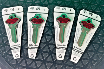 4x Hillman Color Plus SC1 House Key Blank Red Decorative Lot 89 68 New