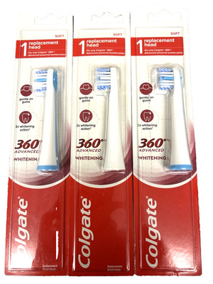 WOW! 3 GENUINE Colgate 360° Advanced Whitening SOFT Replacement Heads