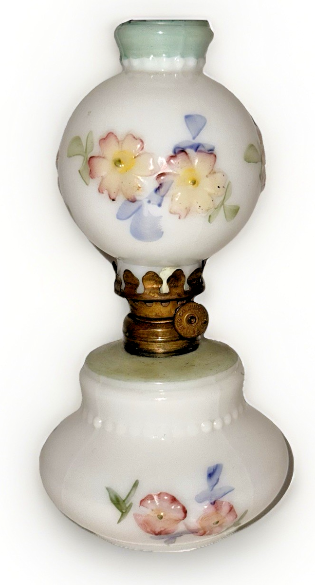 Miniature Antique GWTW Oil Lamp Apple Blossom Smith 1 #193