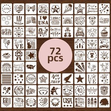 72pcs Independence Day Stencils, 4th of July American Flag Stencils for Paint...