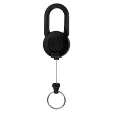 1 Pack Heavy Duty Retractable Keychain with 23.6" Steel Cord Black