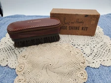 Vintage N.E. Fisher Smart & Handy Shoe Shine Kit, Hickok Valet Brush, Zip Case